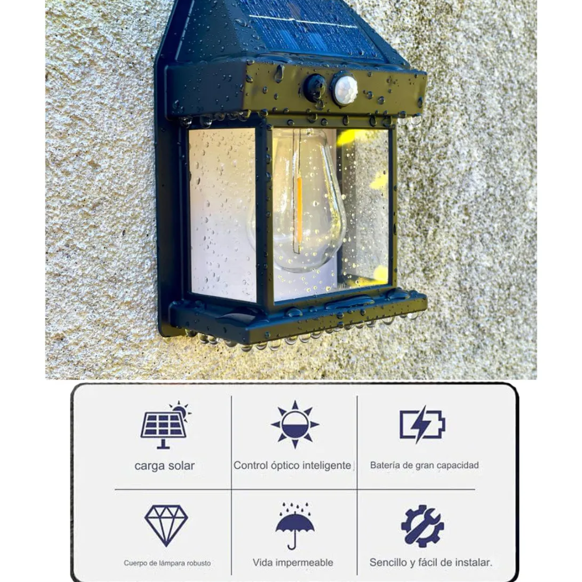 Foco Solar Exterior Led Sensor Movimiento Impermeable-3