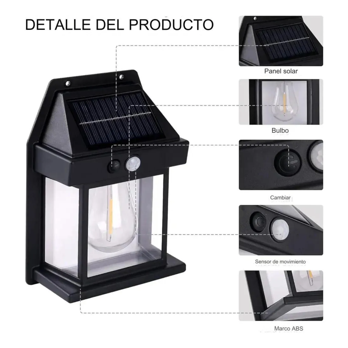 Foco Solar Exterior Led Sensor Movimiento Impermeable-4