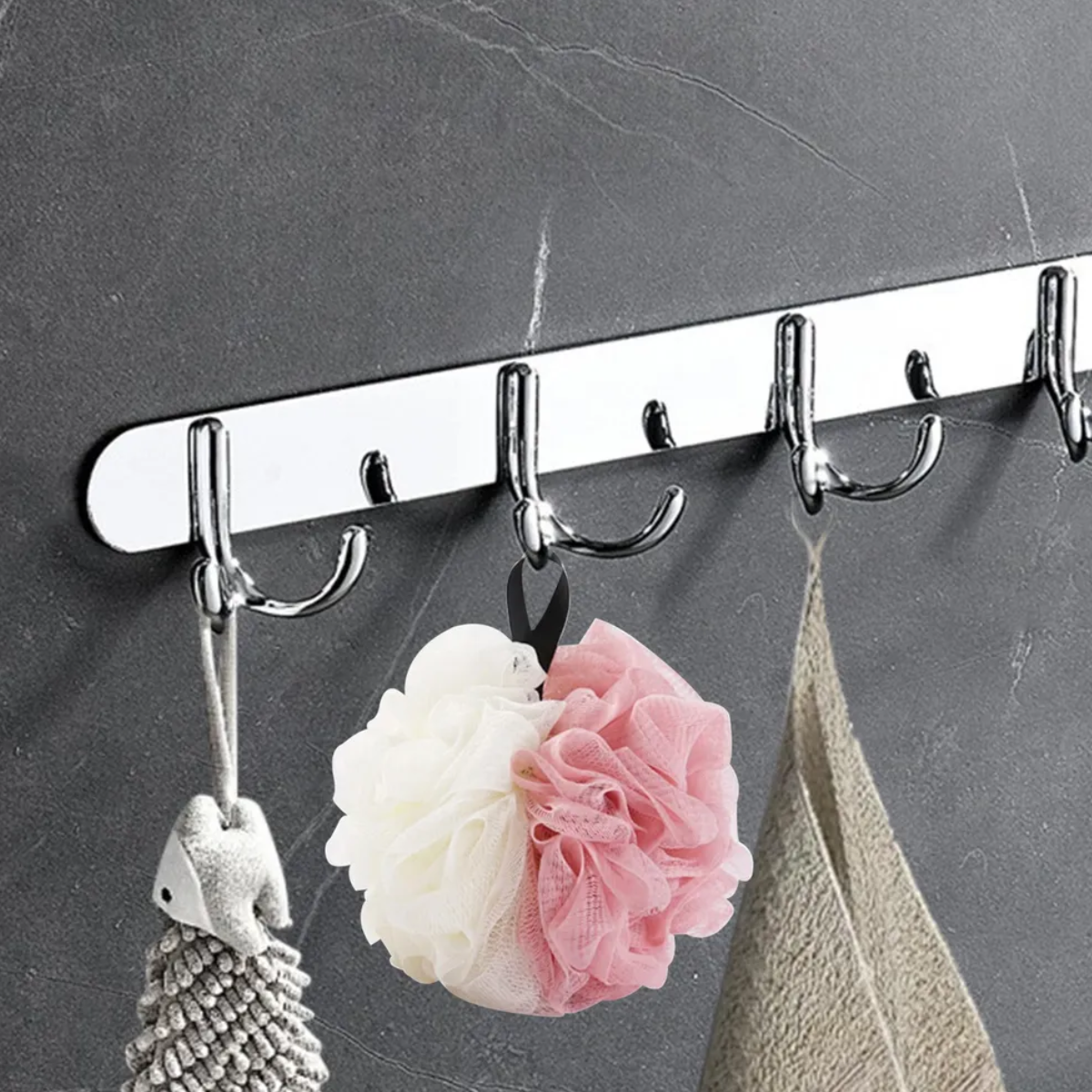 Perchero De Pared Acero Inoxidable 6 Ganchos Doble Multiuso-2