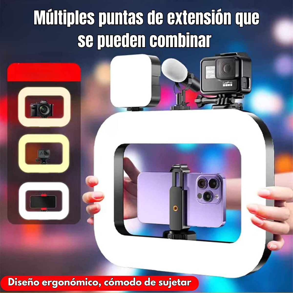 Aro Luz Multicolor Rgb Inalambrico Para Grabacion Celular-3