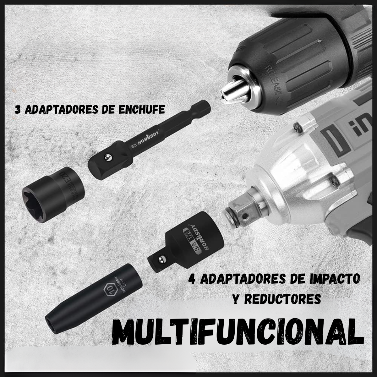 Set Herramienta 7 Adaptadores Reductores Impacto 1 4 3 8 1 2-3