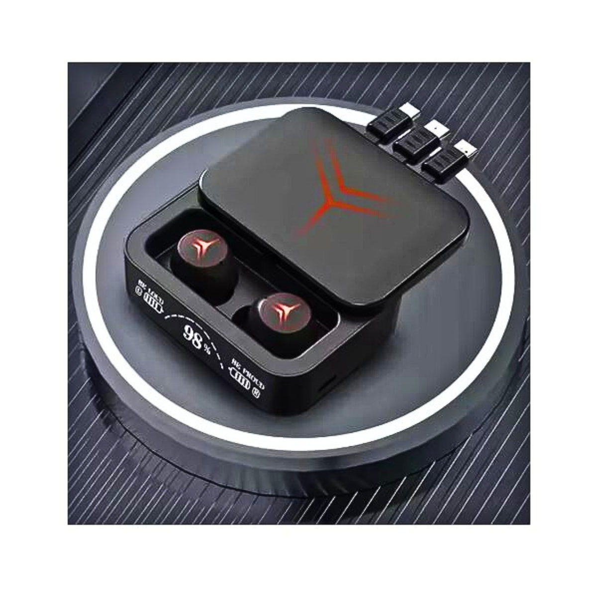 Audifonos Inalambrico Con Caja De Carga 3 Cables 2000 Mah-6