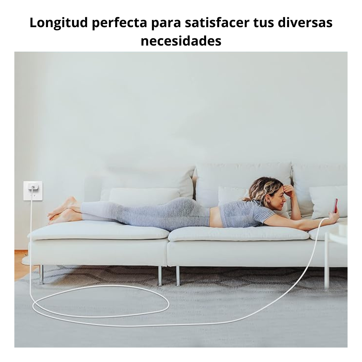 Cable De Carga 2 Metros Para iPhone Android Tipo-c A Usb-3