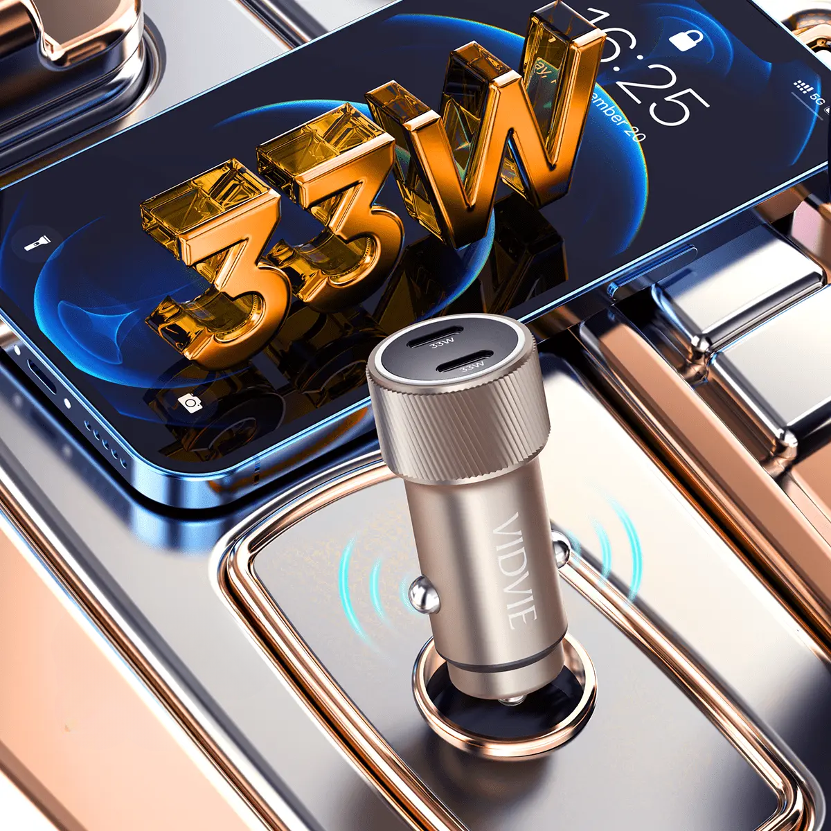 Adaptador Cargador Para Auto Doble Carga Rápida Usb-c 33w-5