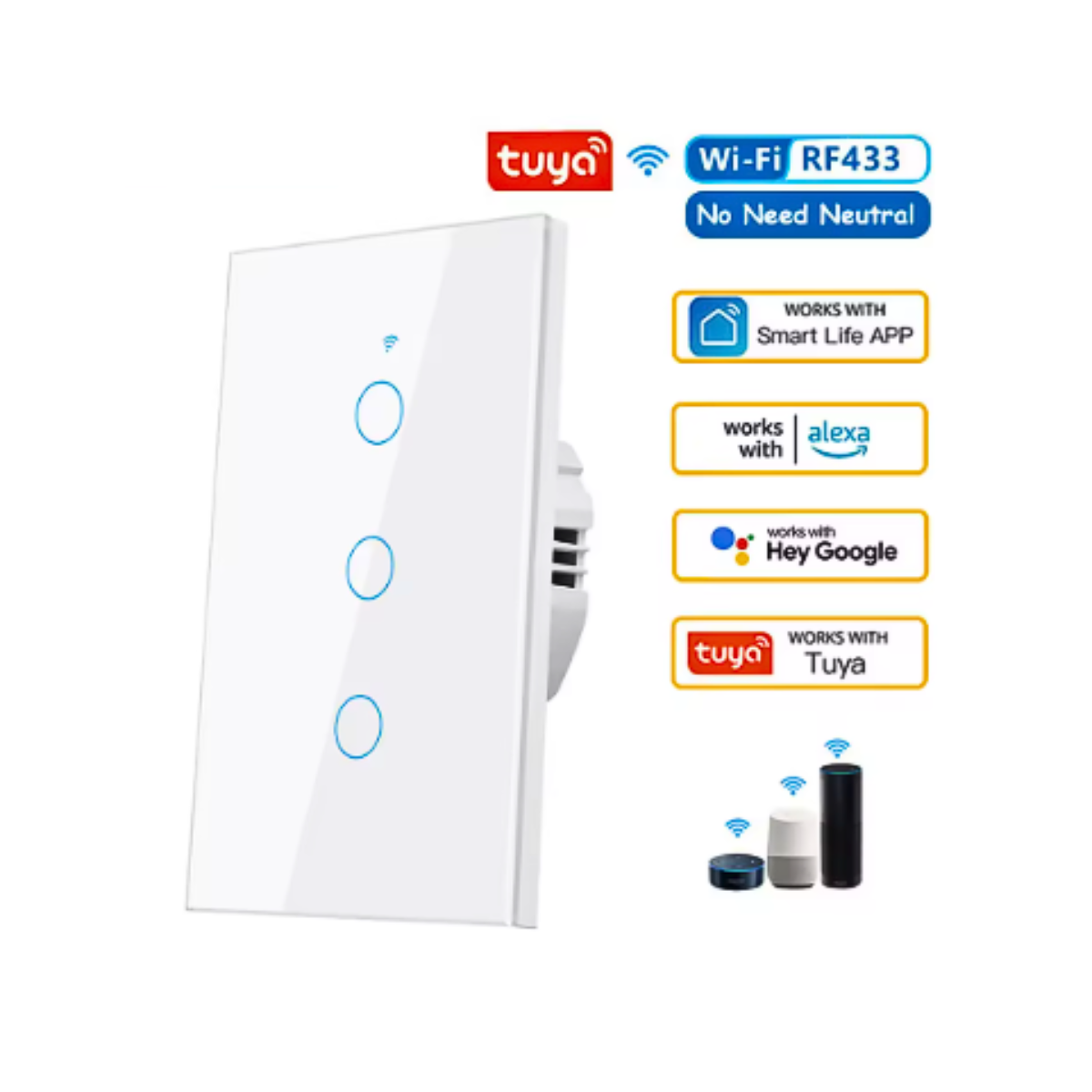Interruptor Inteligente Wifi Sin Cable 1, 2 Y 3 Canales-2