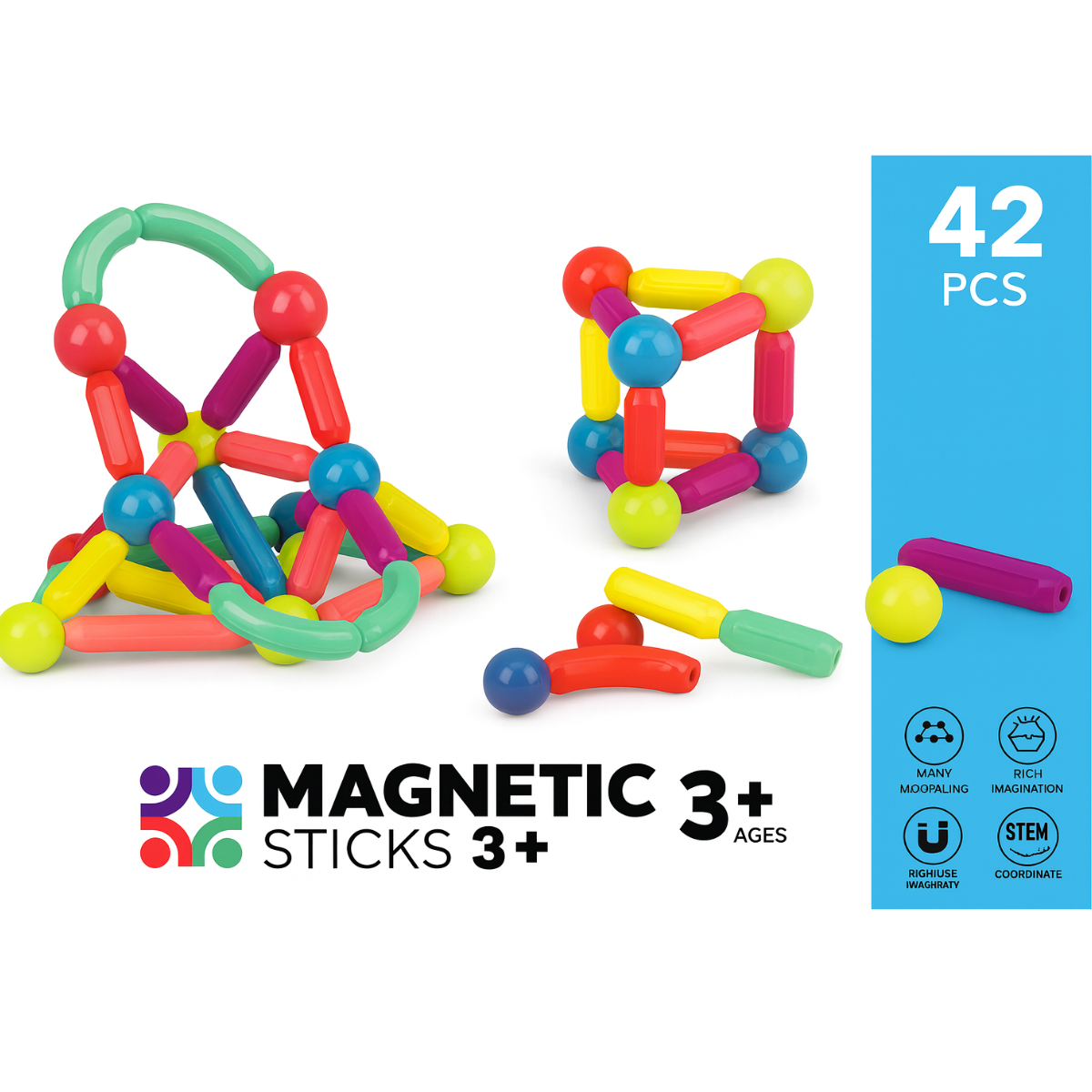 Set 42 Piezas Bloques Juguetes De Construccion Magneticos-7