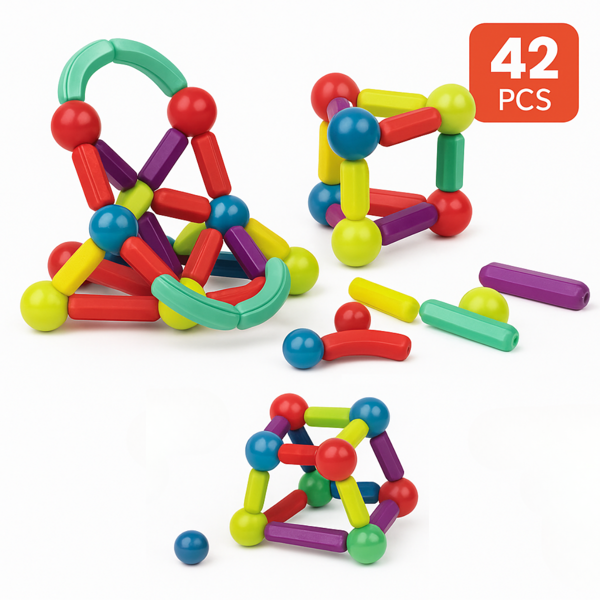 Set 42 Piezas Bloques Juguetes De Construccion Magneticos-8
