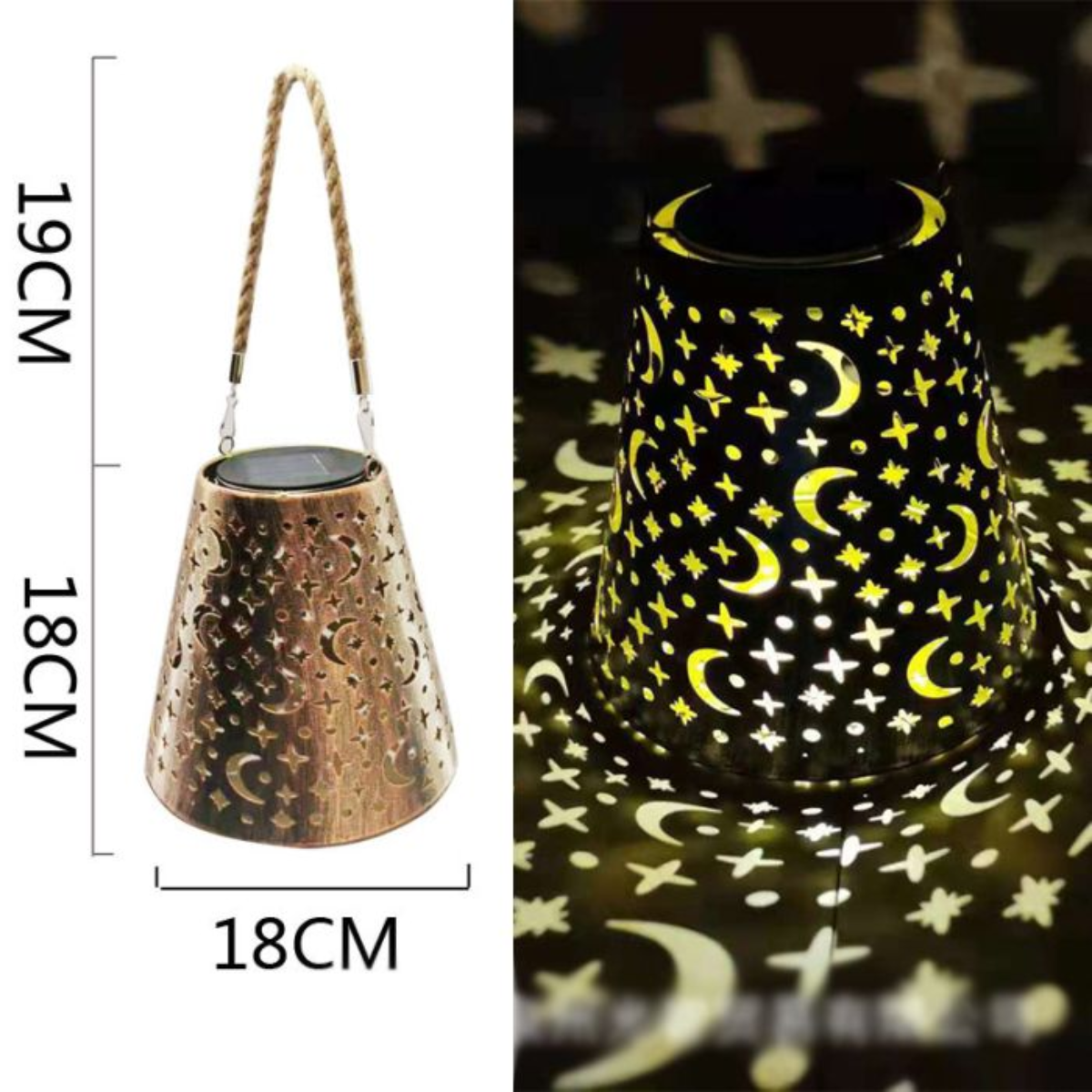 Lampara Exterior Jardin Metal Carga Solar Dise o Cono Luna-2