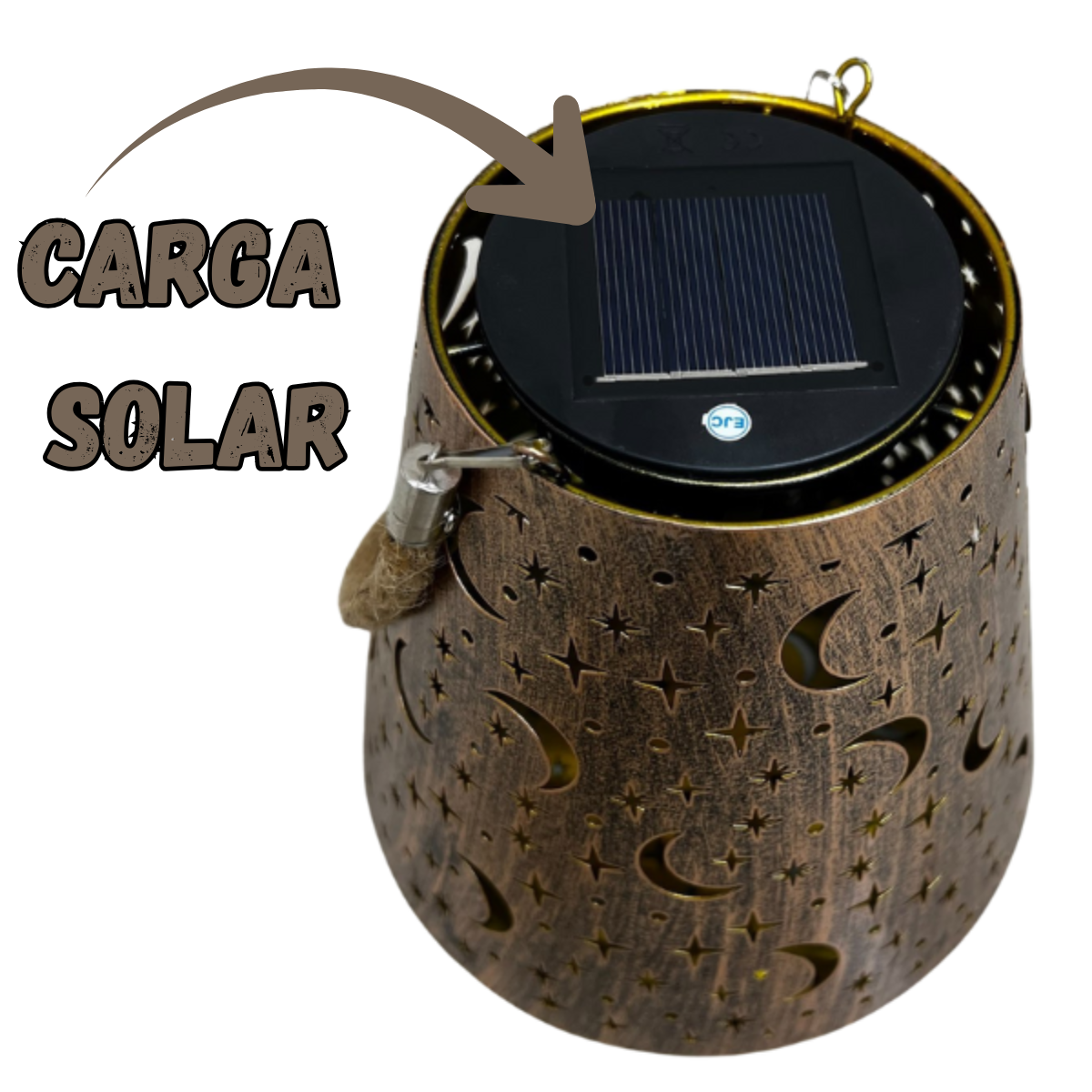 Lampara Exterior Jardin Metal Carga Solar Dise o Cono Luna-3