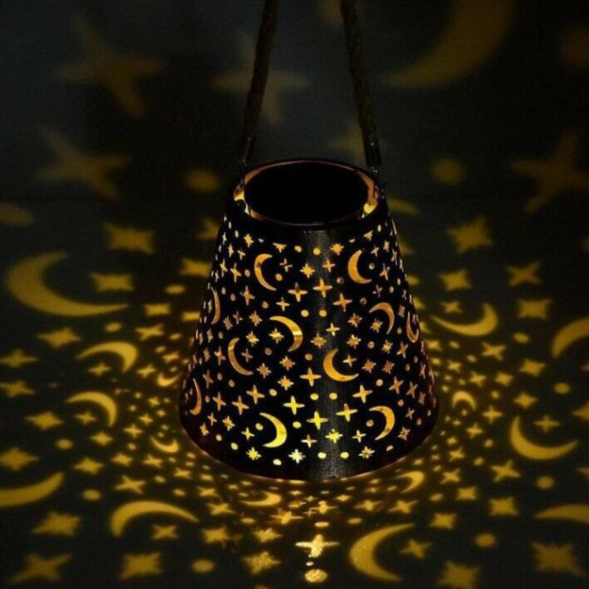 Lampara Exterior Jardin Metal Carga Solar Dise o Cono Luna-4