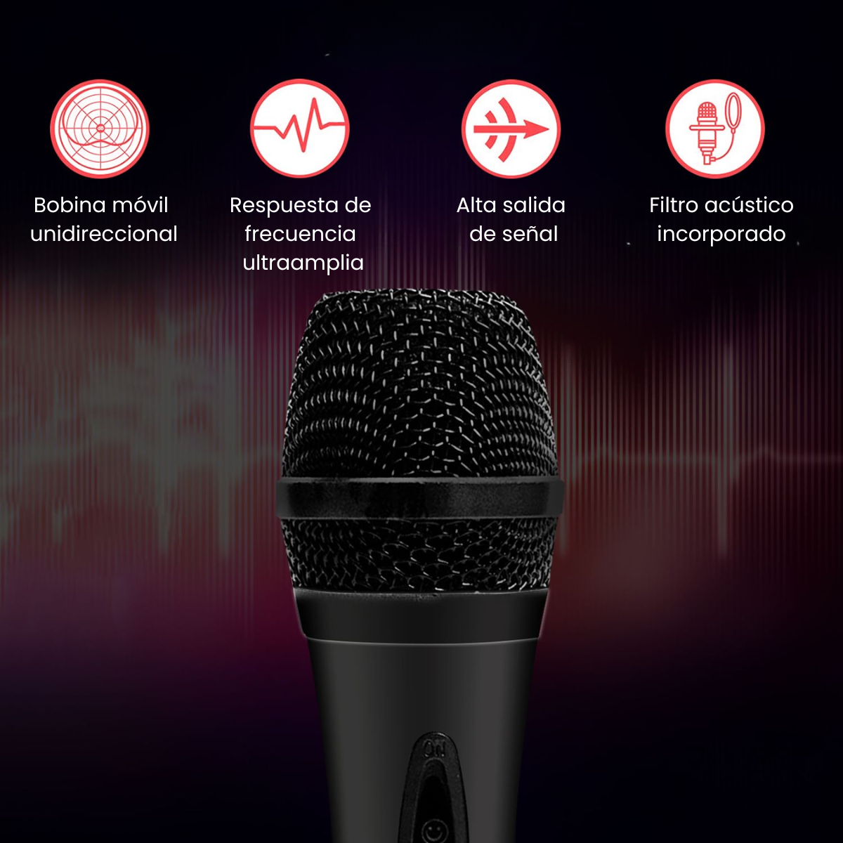 Microfono Karaoke Profesional Cable Conexion Auxiliar Audio-4