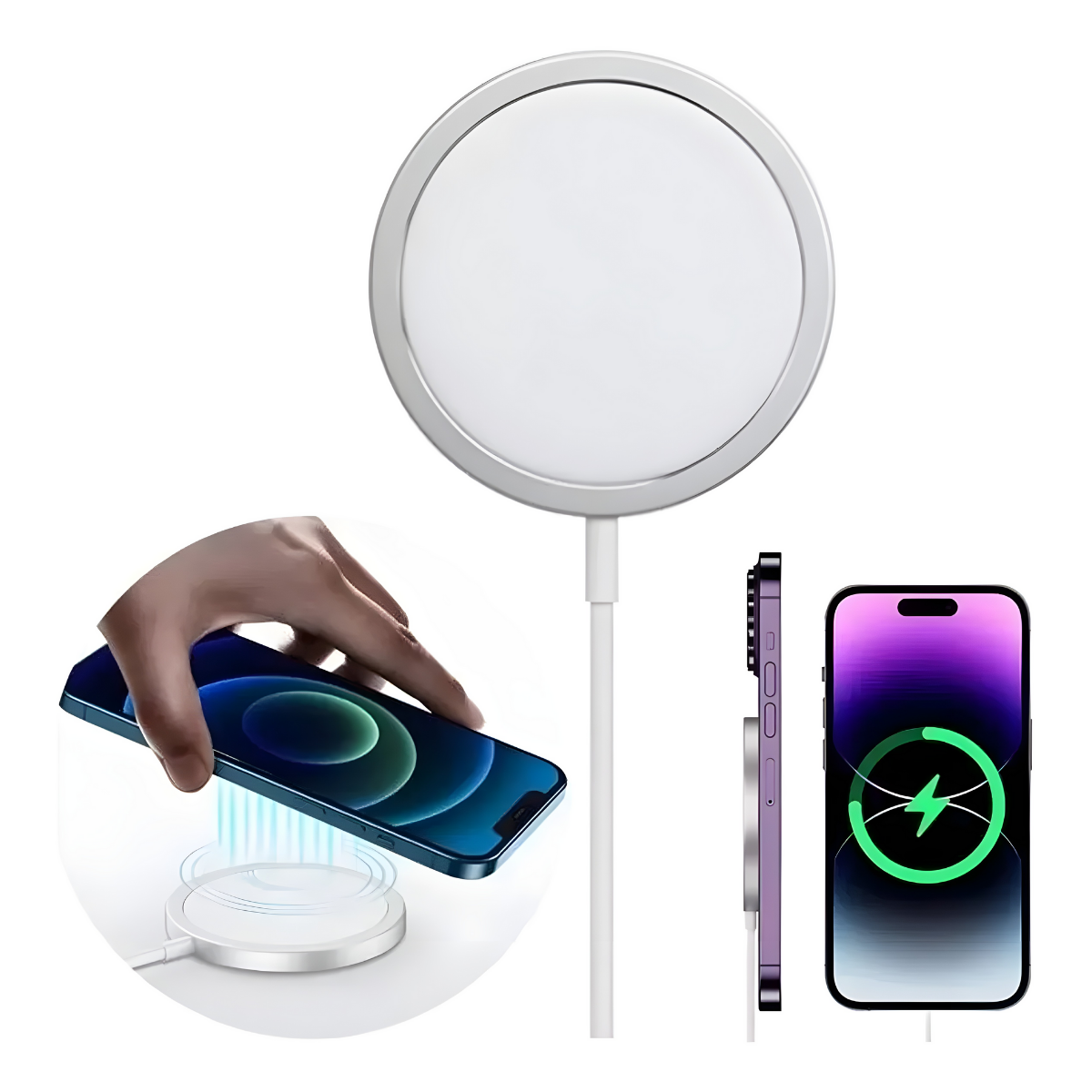 Cargador Inalámbrico Magnetico Para iPhone Magsafe 15w Usb-5
