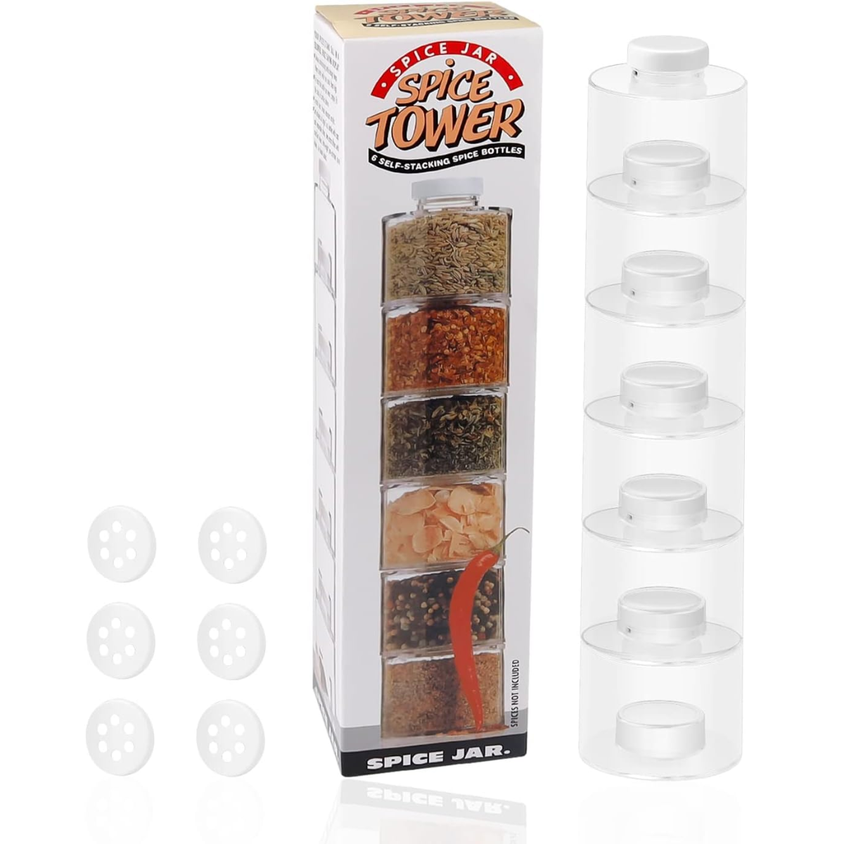 Organizador Especiero Torre Apilable 6 Frascos Transparente-0