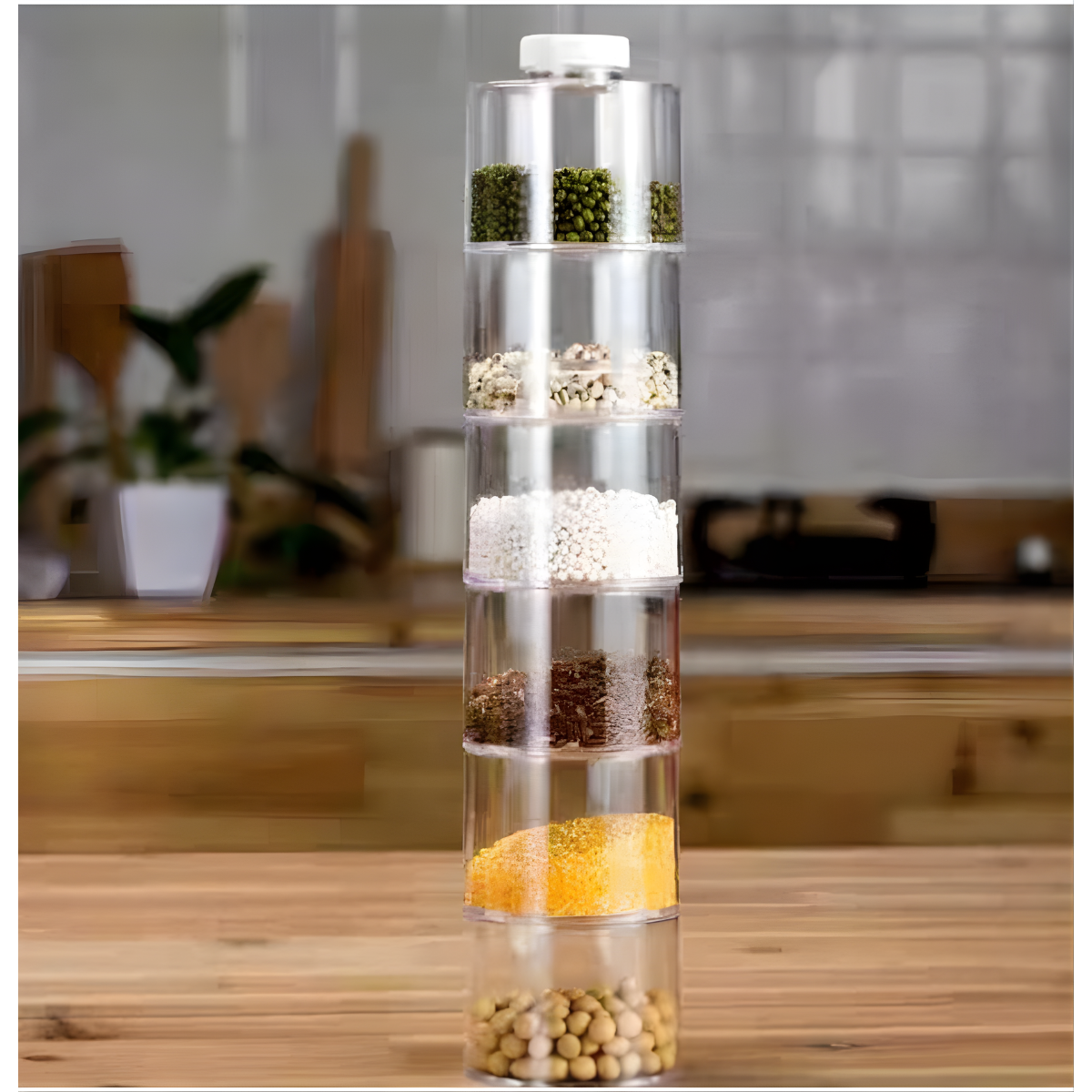 Organizador Especiero Torre Apilable 6 Frascos Transparente-1