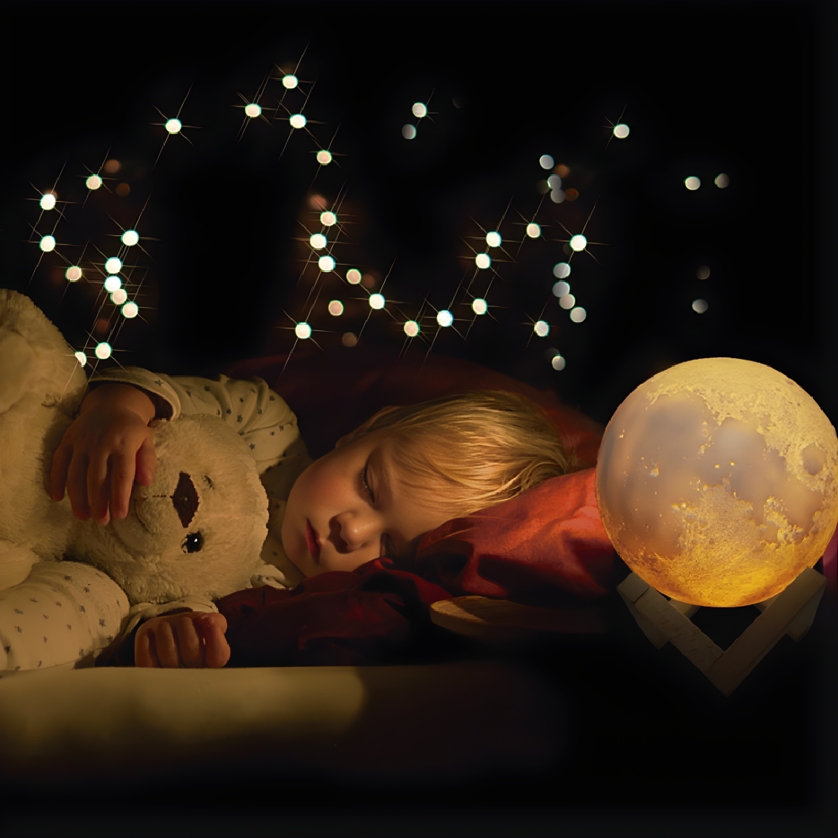 Lámpara Luna Escritorio Velador Recargable Luz Multicolor-2