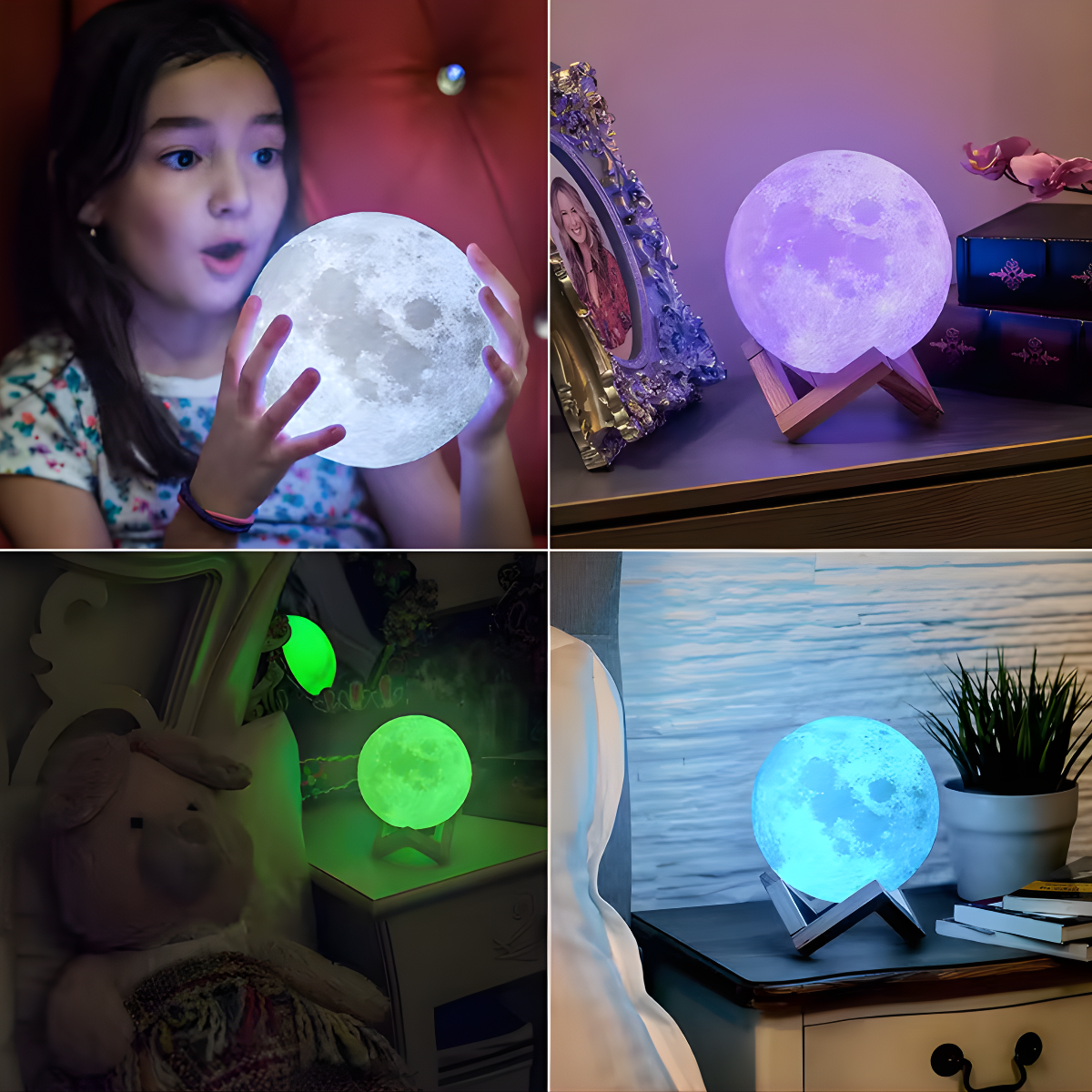 Lámpara Luna Escritorio Velador Recargable Luz Multicolor-5