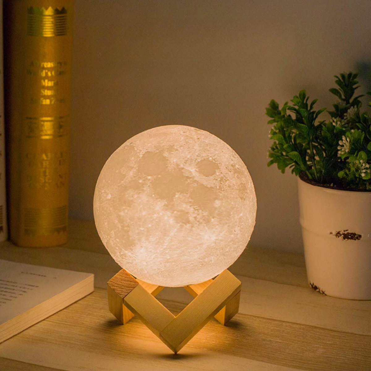 Lámpara Luna Escritorio Velador Recargable Luz Multicolor-6