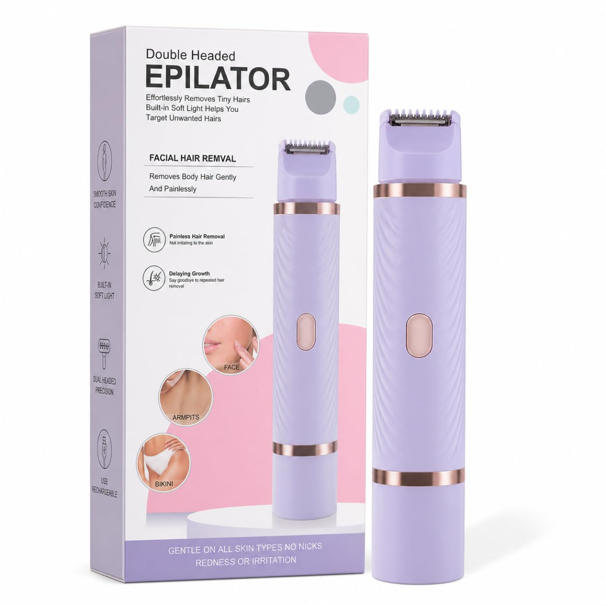 Afeitadora Depiladora Facial Corporal Mujer Recargable Usb-0