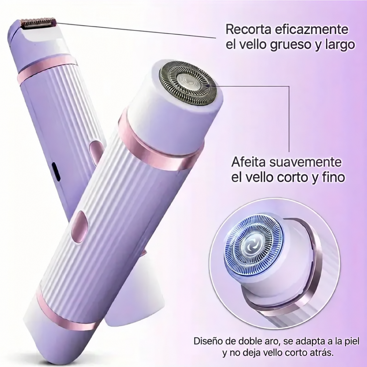 Afeitadora Depiladora Facial Corporal Mujer Recargable Usb-3