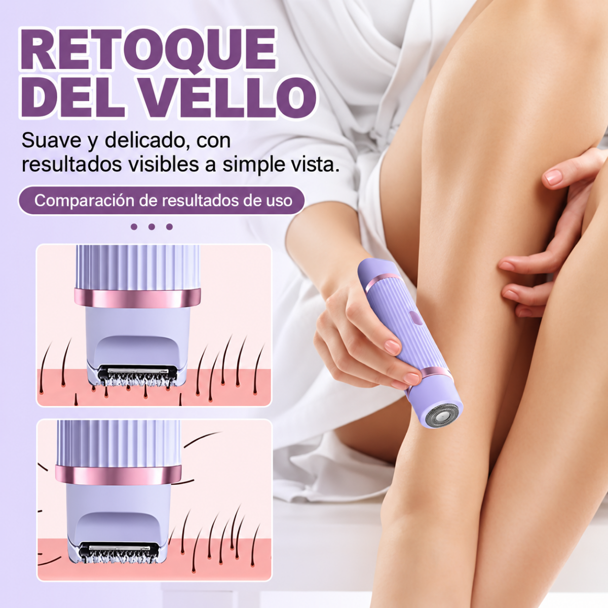 Afeitadora Depiladora Facial Corporal Mujer Recargable Usb-4