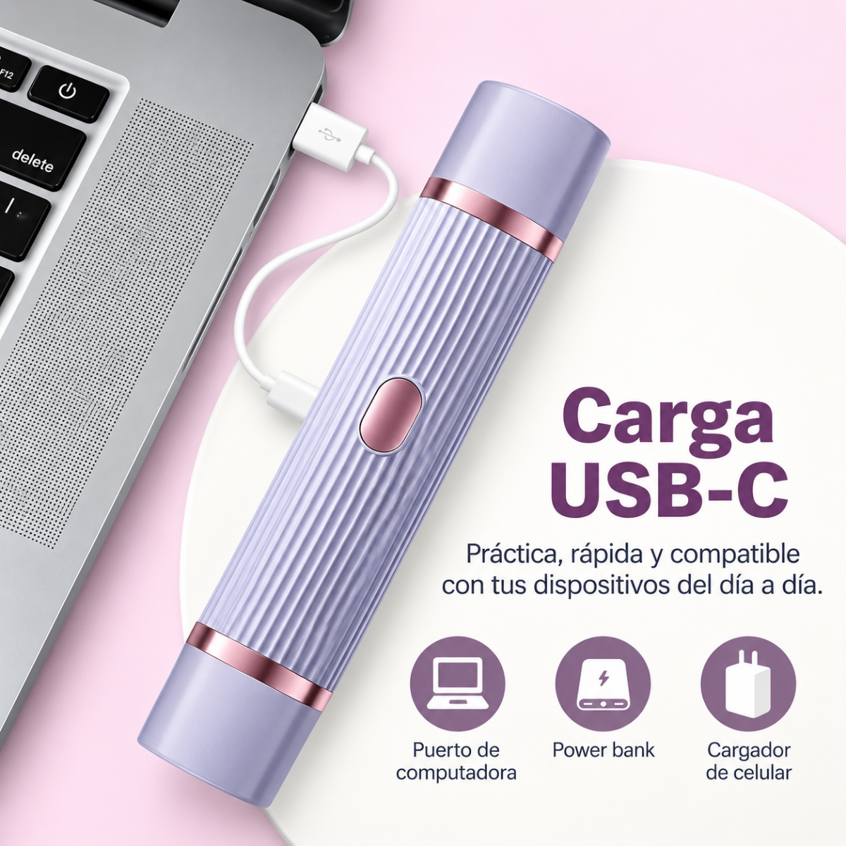 Afeitadora Depiladora Facial Corporal Mujer Recargable Usb-5