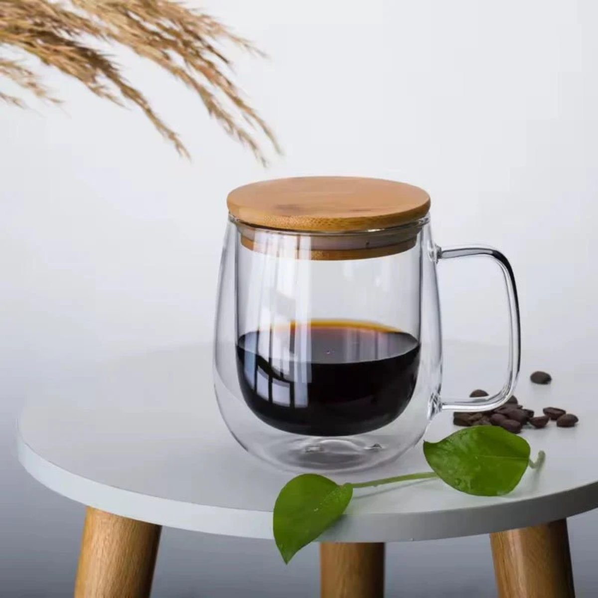 Taza Transparente Vidrio + Tapa Hermética 350ml-3