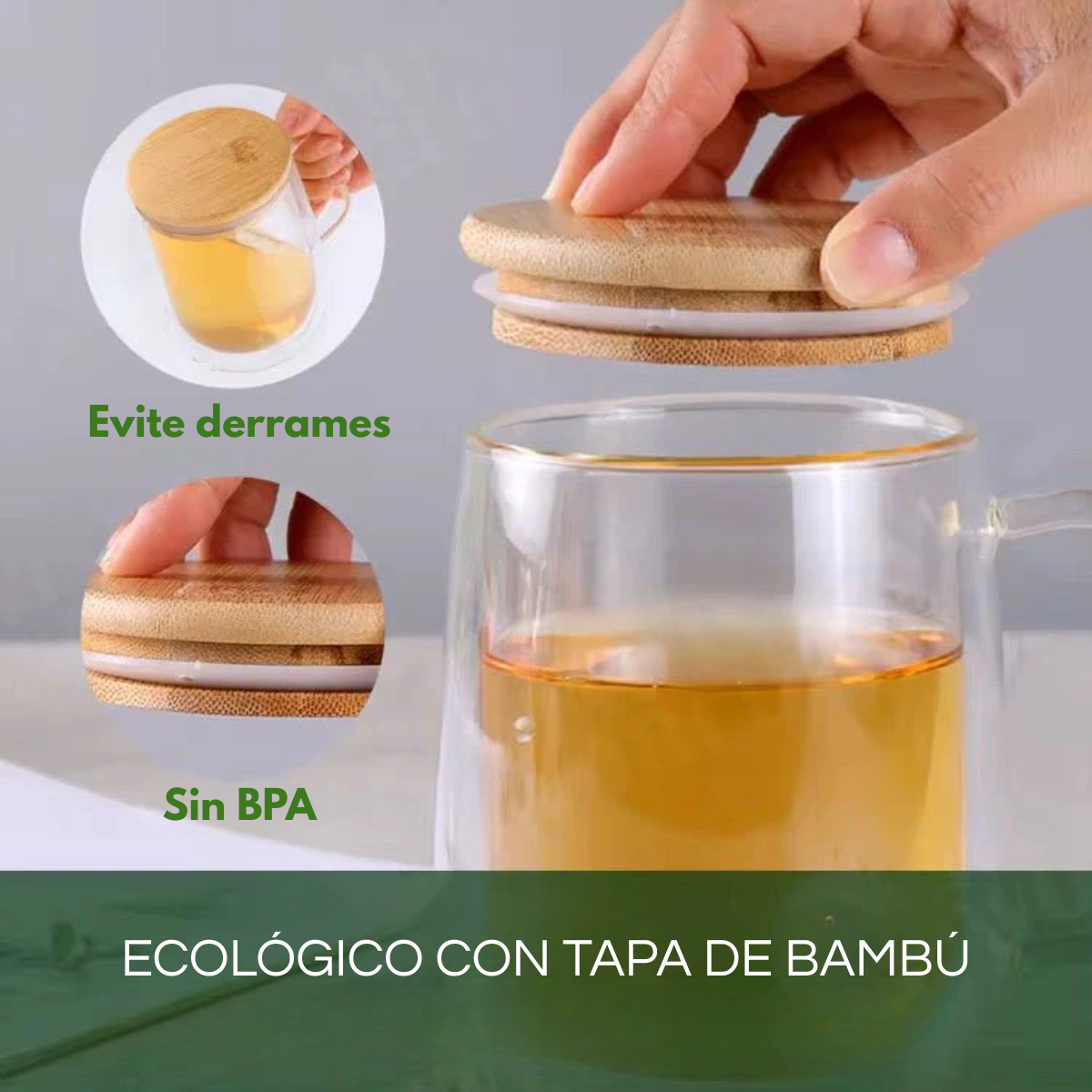 Taza Transparente Vidrio + Tapa Hermética 350ml-4