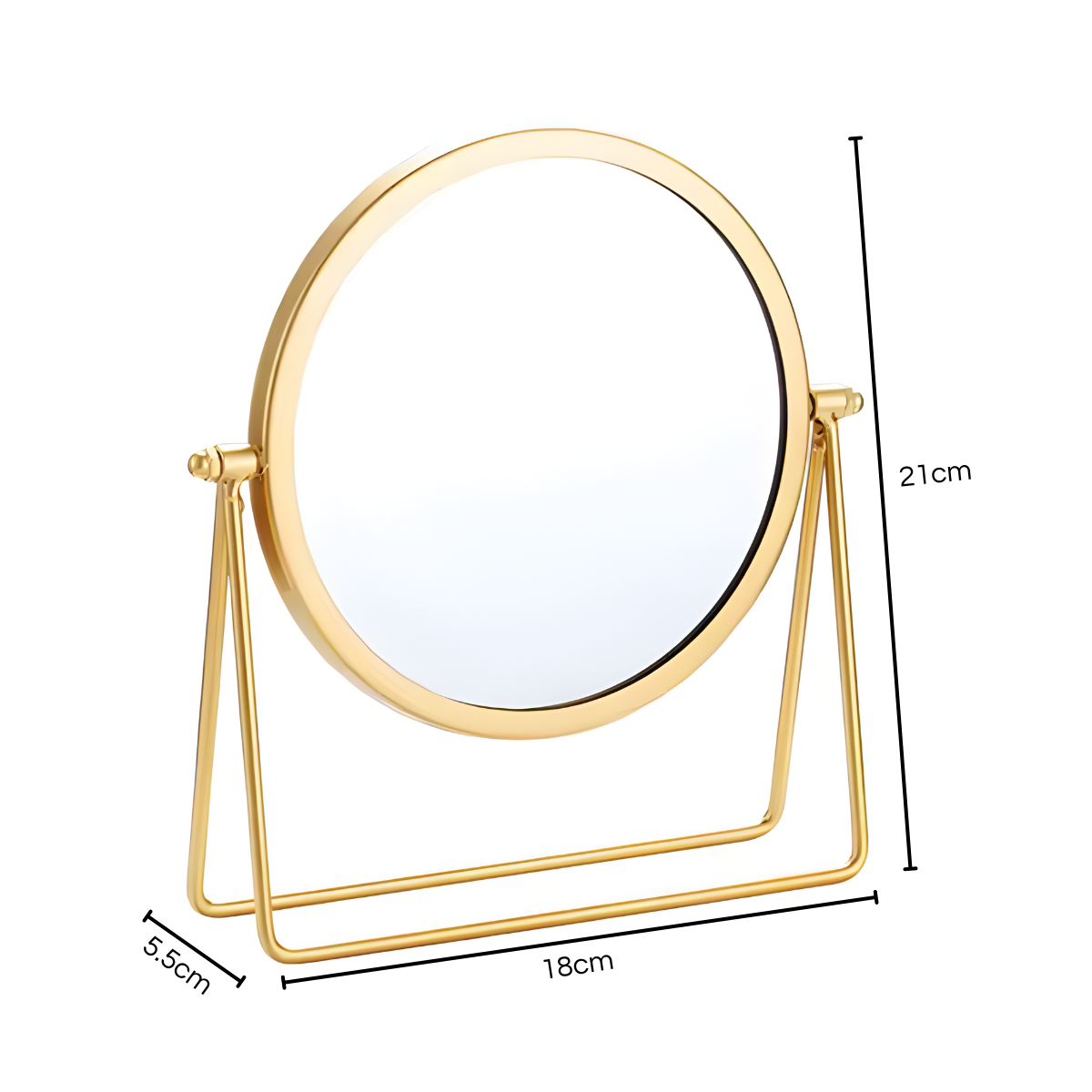 Espejo Escritorio De Mesa Decorativo Marco Metal Dorado-2