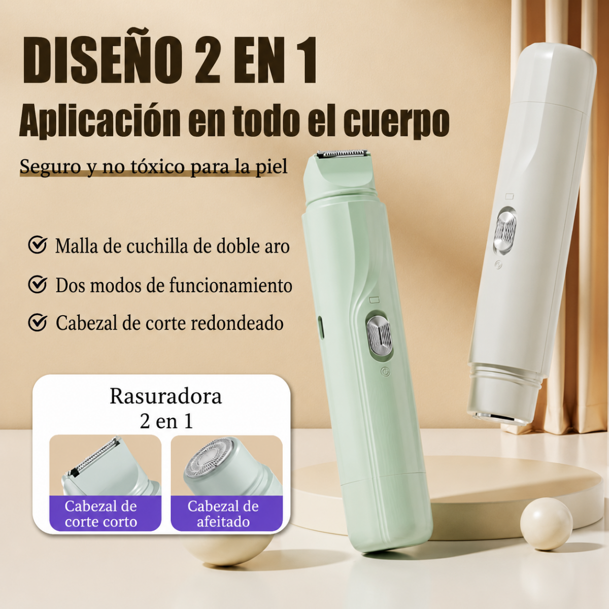 Depiladora Doble Cabezal Corporal Recargable-4