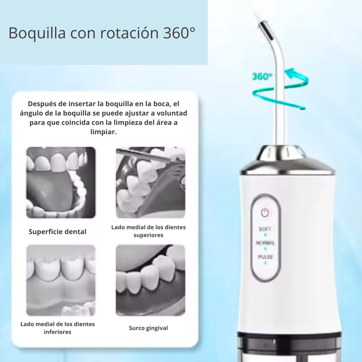 Limpiador Irrigador Bucal 4 Boquillas Portátil Recargable-5
