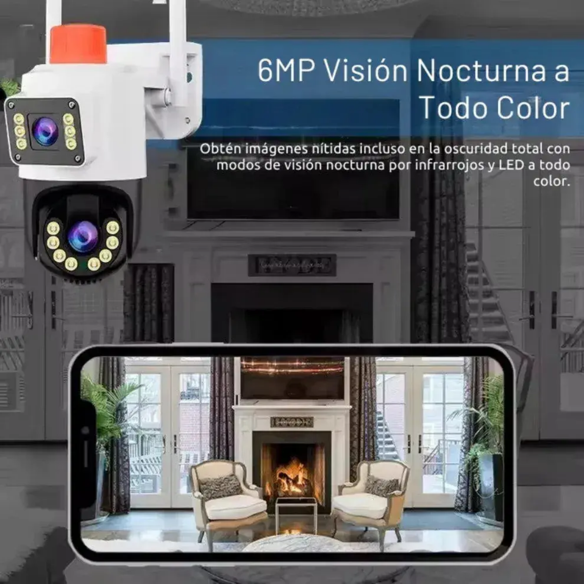 Camara Seguridad Exterior Alarma Wifi Doble Lente Ip66-3