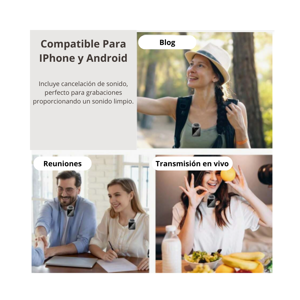 Pack 2 Microfonos Inalambrico Dual Para iPhone Y Android-2