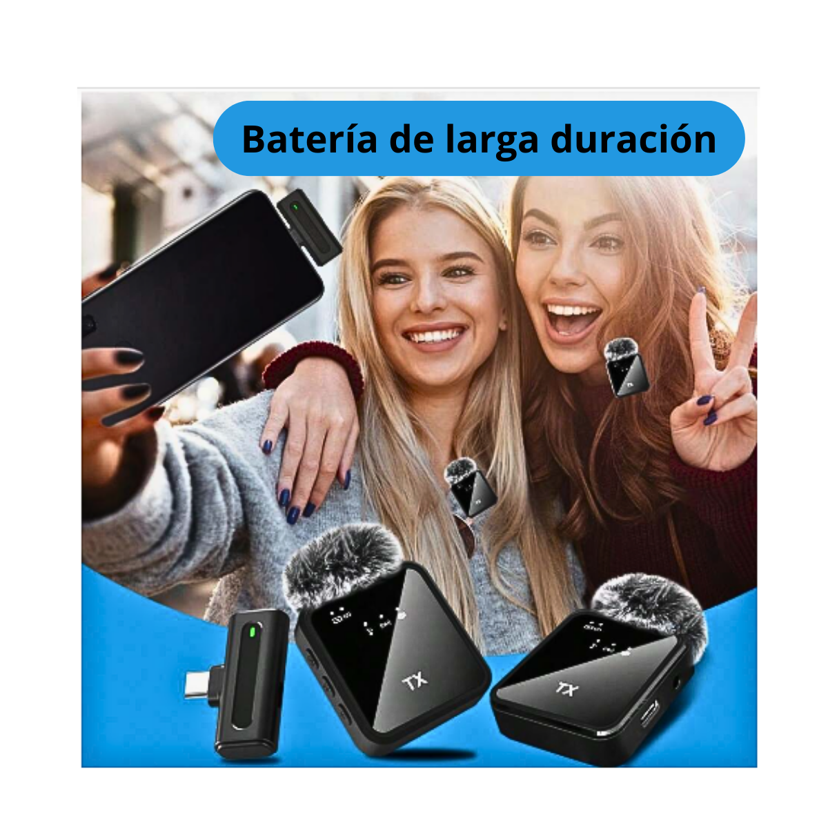 Pack 2 Microfonos Inalambrico Dual Para iPhone Y Android-3