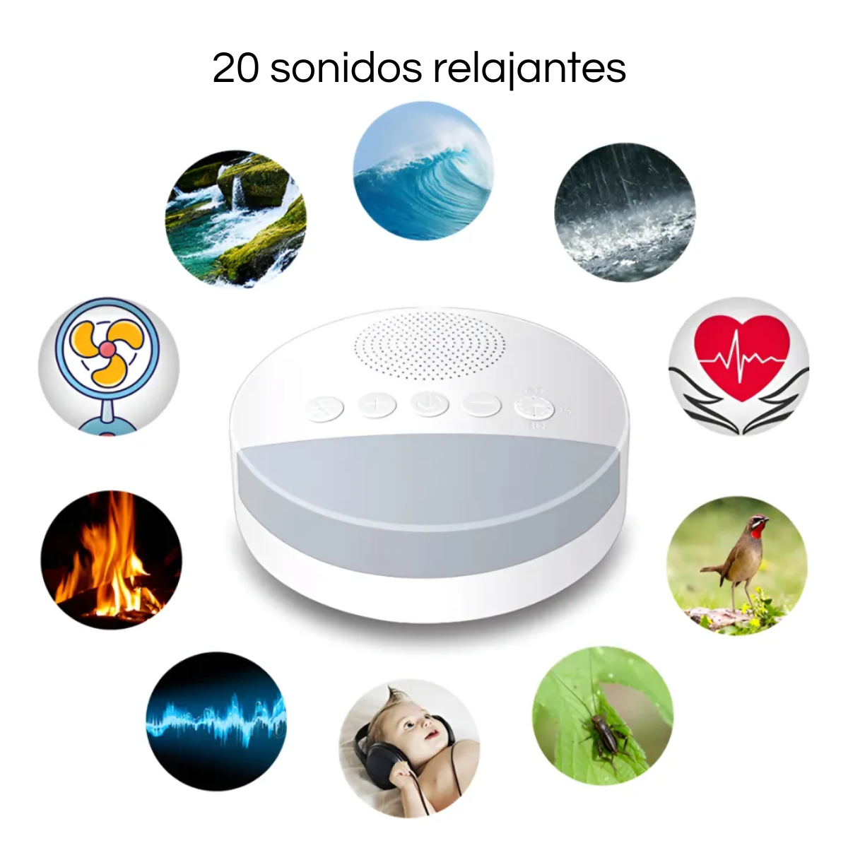 Ruido Blanco Calmante Antiansiedad Bebé Mascota + Luz Cálida-4