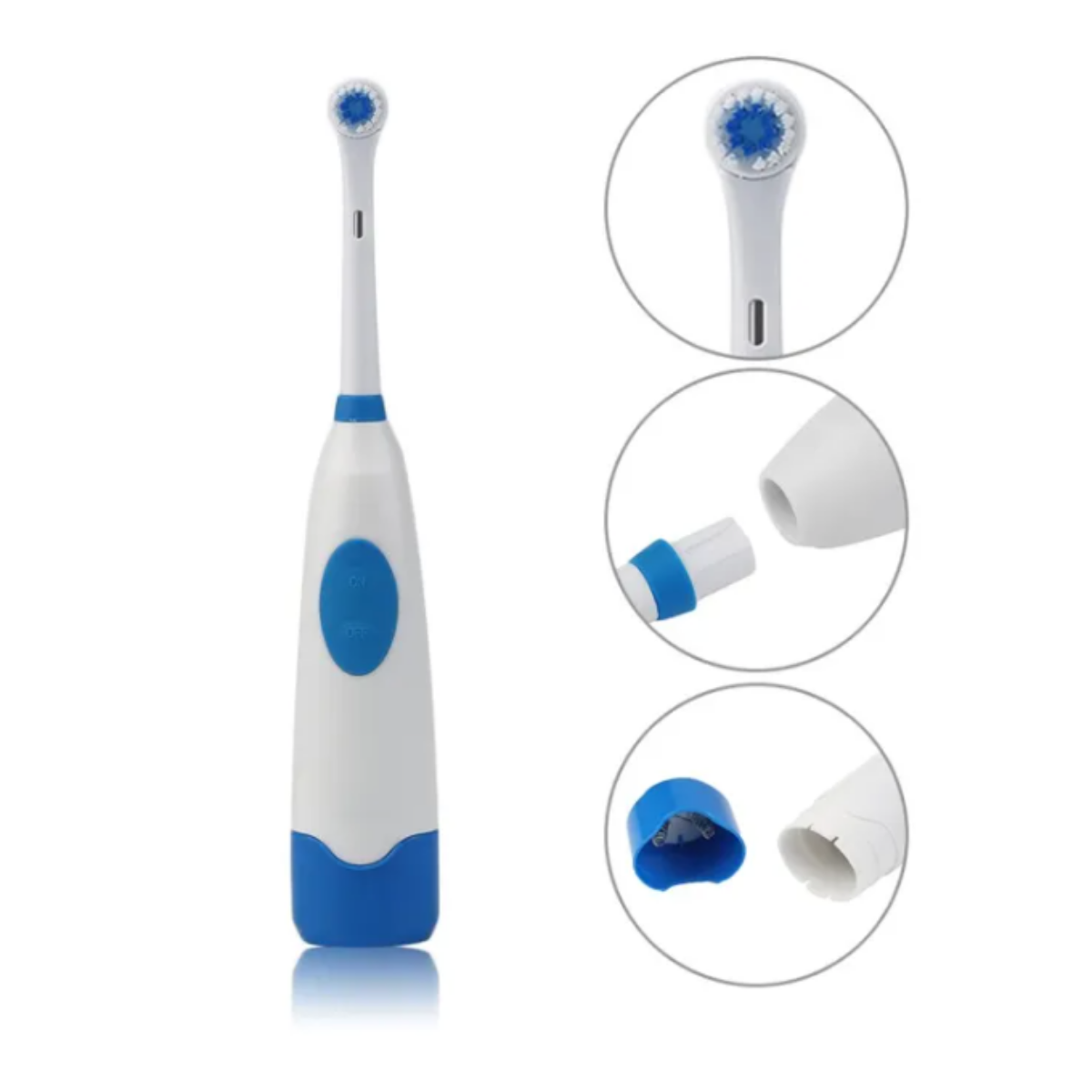 Cepillo De Dientes Electrico A Pila Con Base Y 3 Cabezales-3