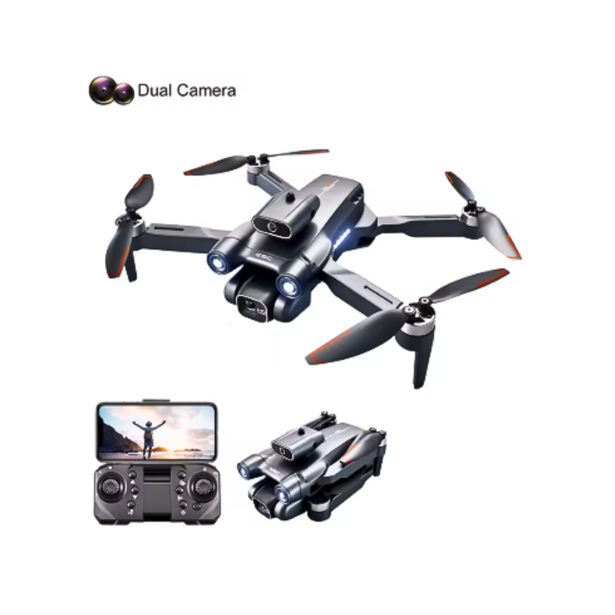 Drone Cámara Dual Hd Sin Escobilla Evita Obstáculos Wifi-1