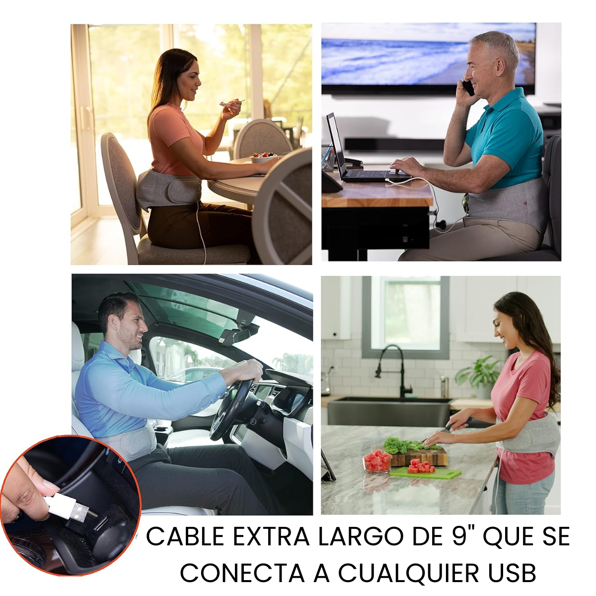 Cinturon Lumbar Vibrador Masajeador Con Calor Relajante-5