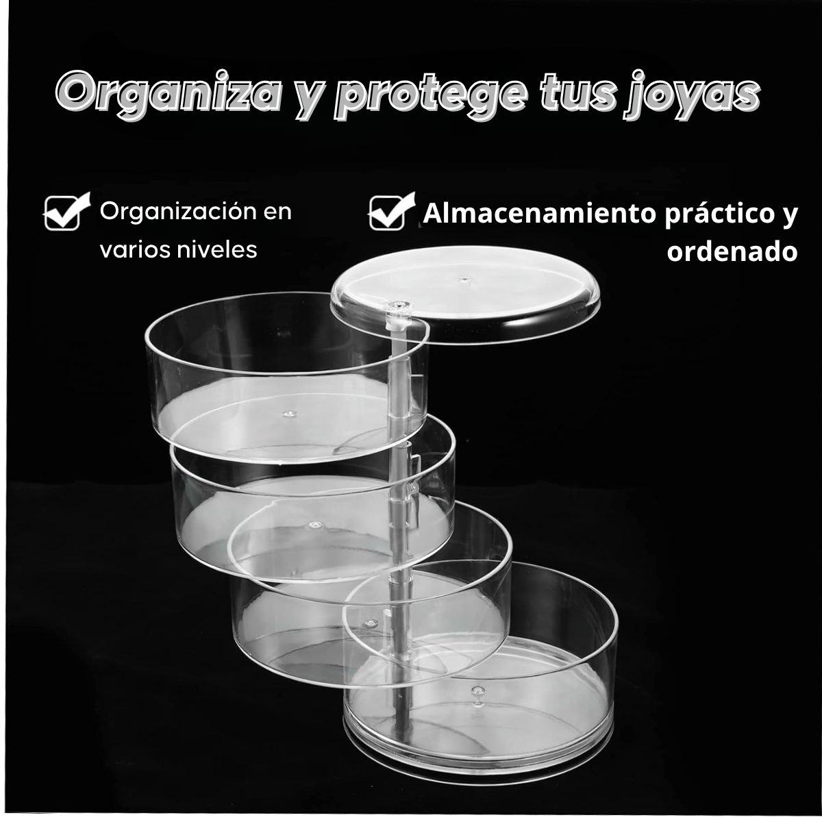 Joyero Organizador Giratorio De Acrilico 4 Niveles Moderno-2