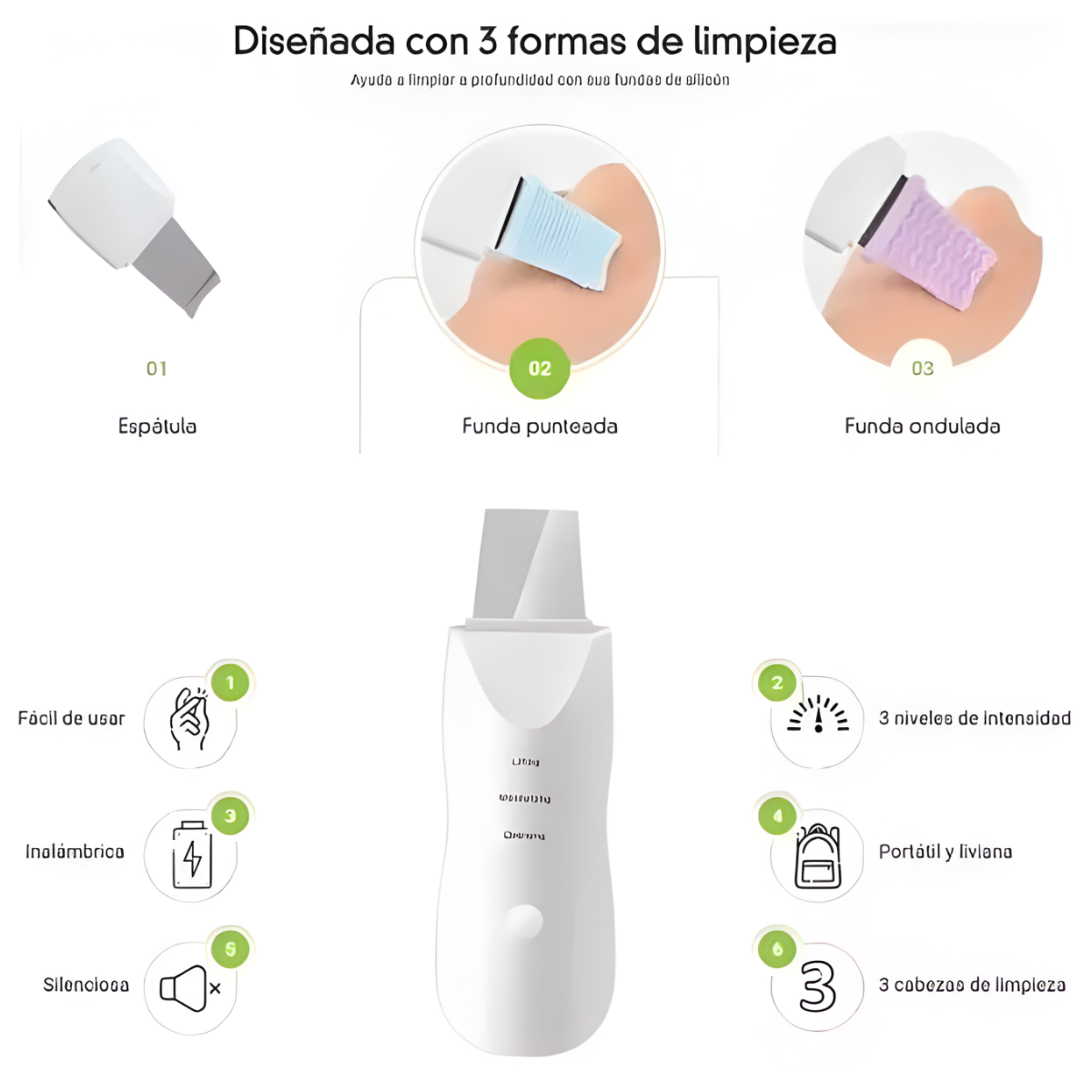 Limpiador Facial Ultrasonico Espatula Skincare-3