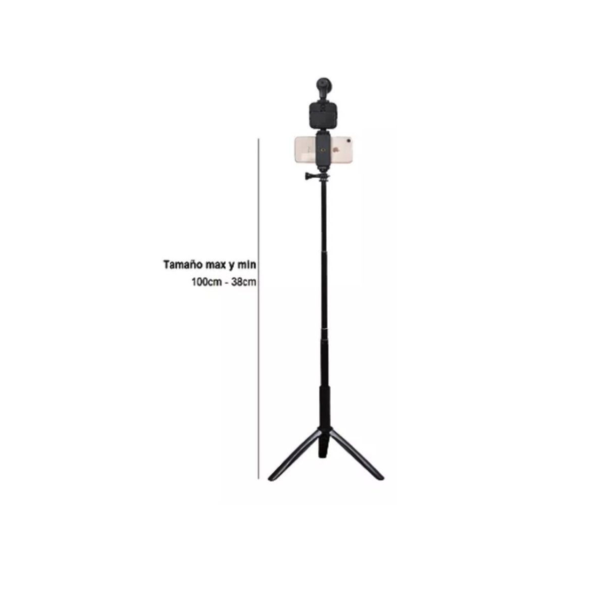 Soporte Celular Videos Palo Selfie Tripode Microfono Luz Led-6