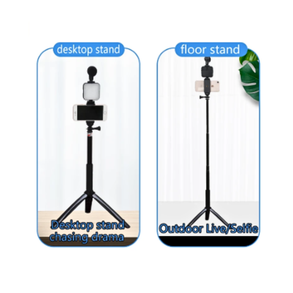 Soporte Celular Videos Palo Selfie Tripode Microfono Luz Led-7