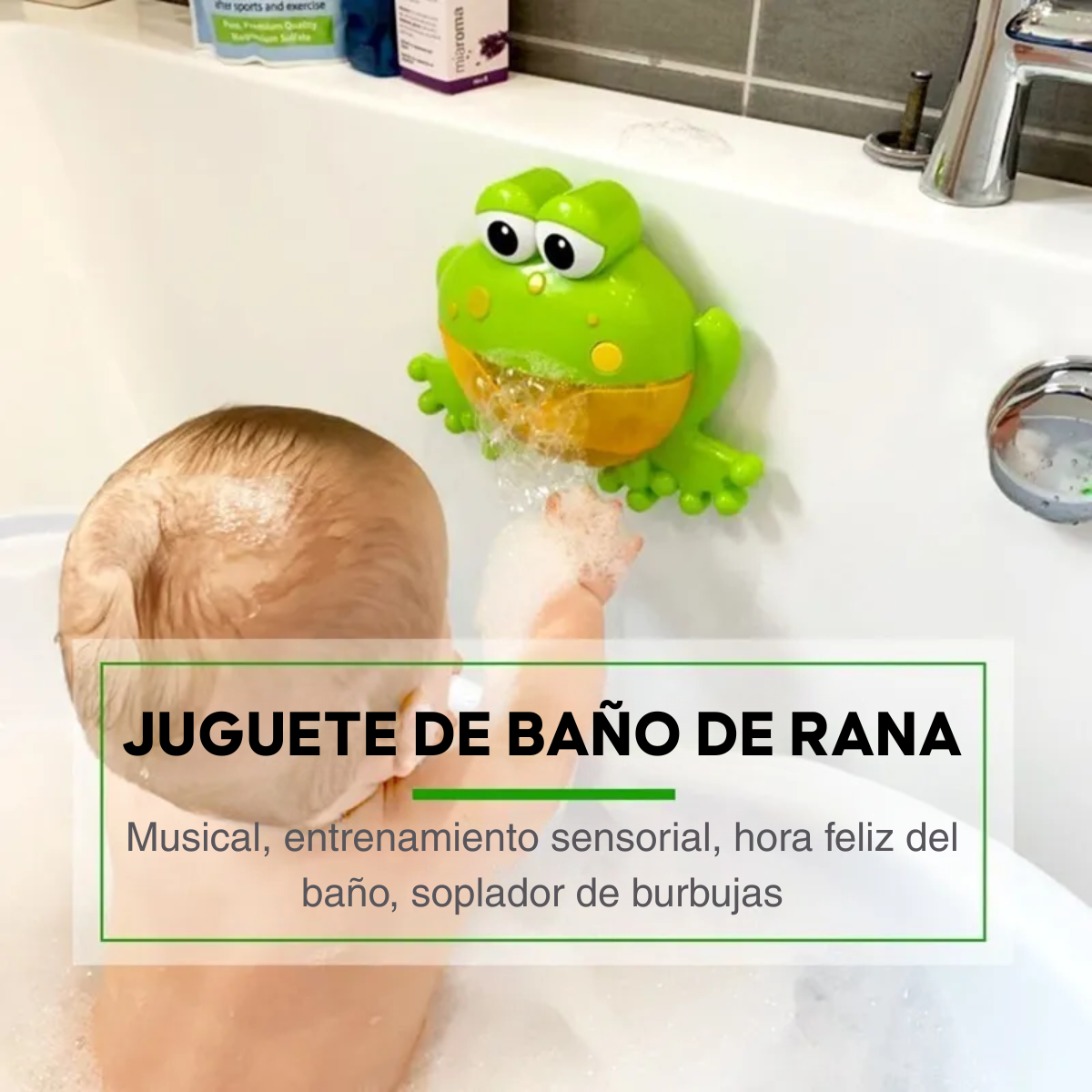 Maquina De Burbujas Para Bano Rana Con Musica Didactico-3