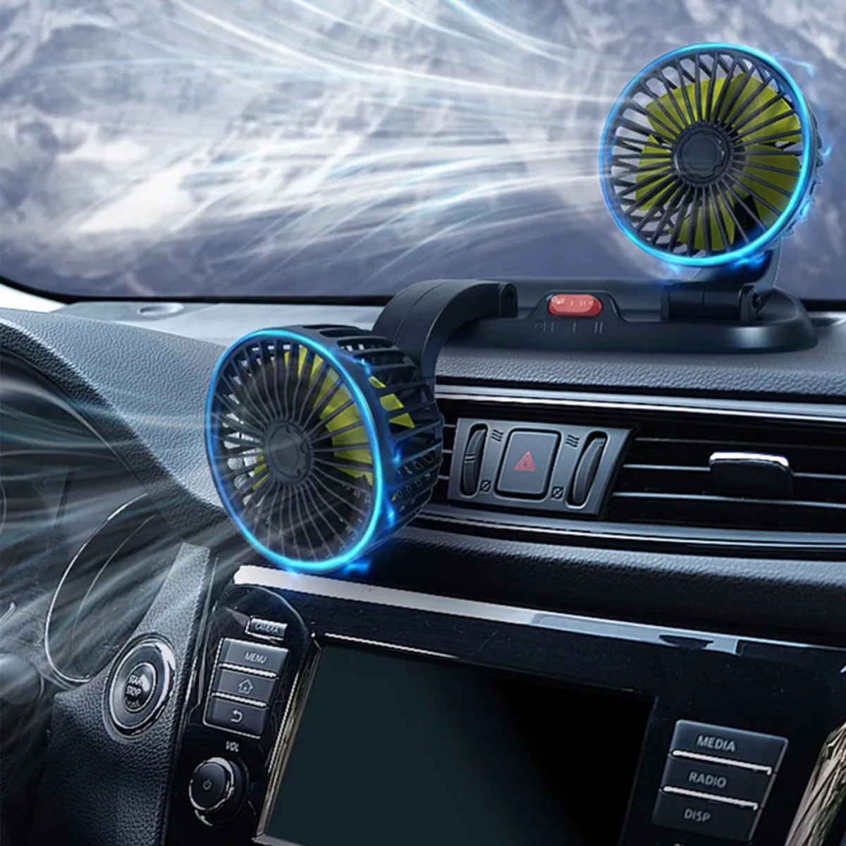 Ventilador Doble Para Auto Giratorio 360° 12v-5