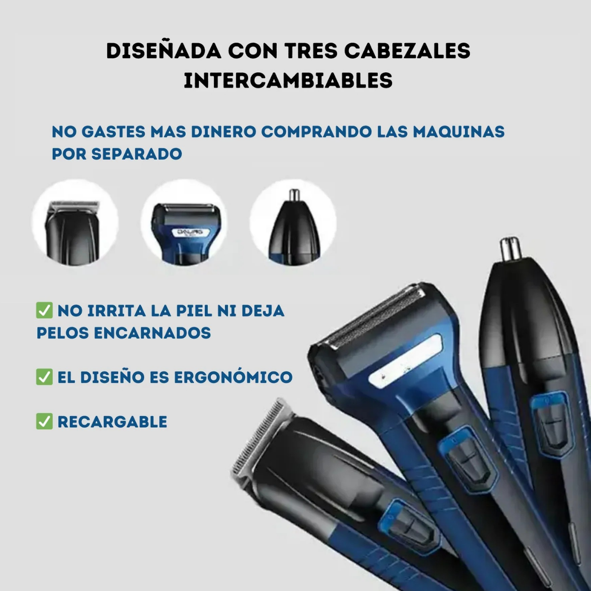 Kit De Afeitado Portatil Hombre Profesional 3 En 1 Recargable Sk 6011-2