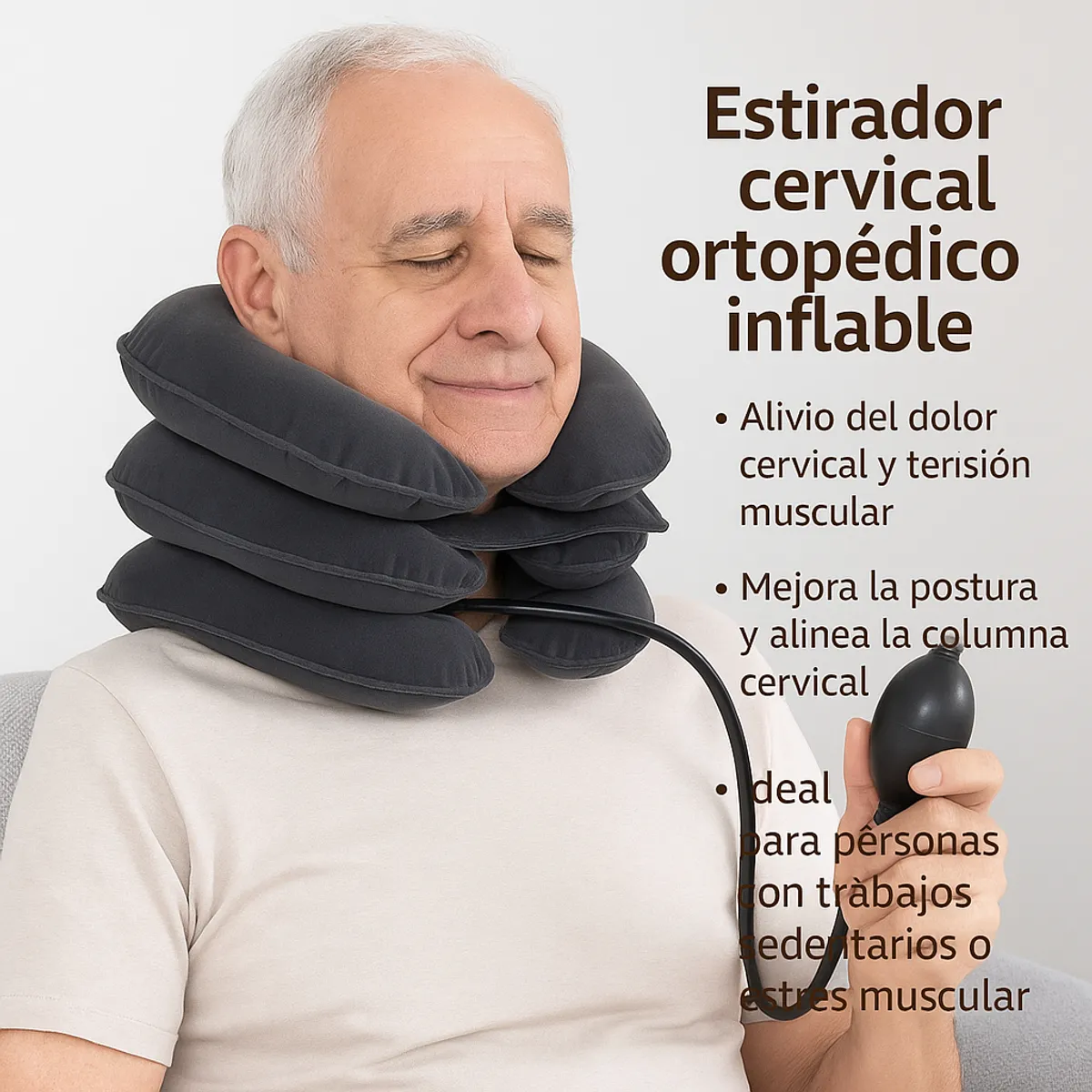 Cojin Collarin Cervical Inflable De 3 Capas Traccion-2