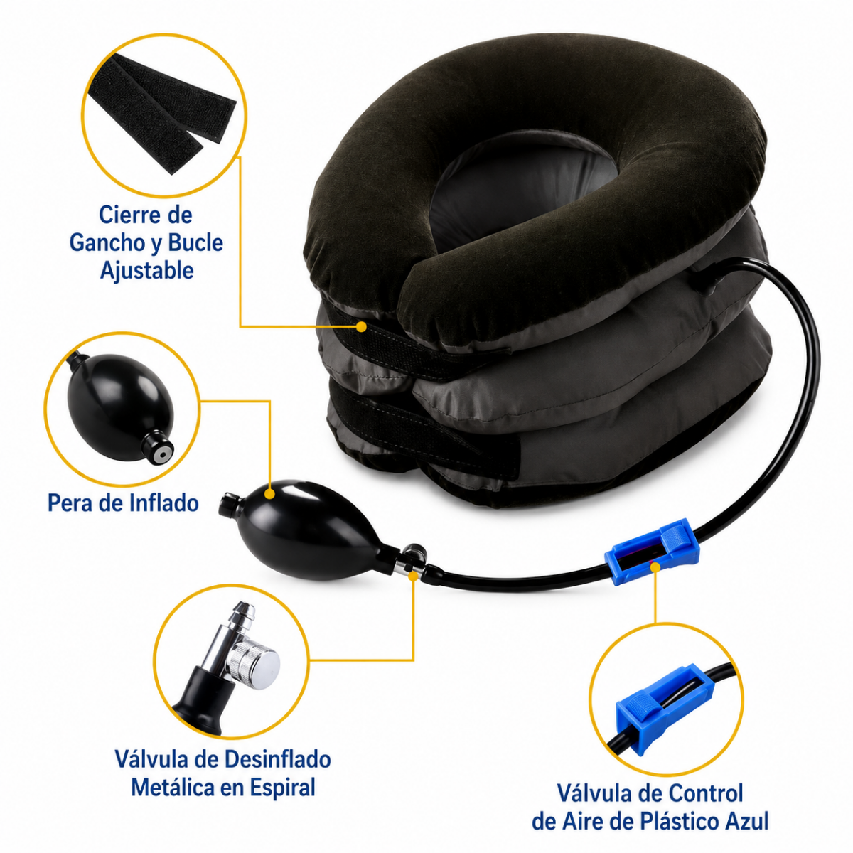 Cojin Collarin Cervical Inflable De 3 Capas Traccion-3
