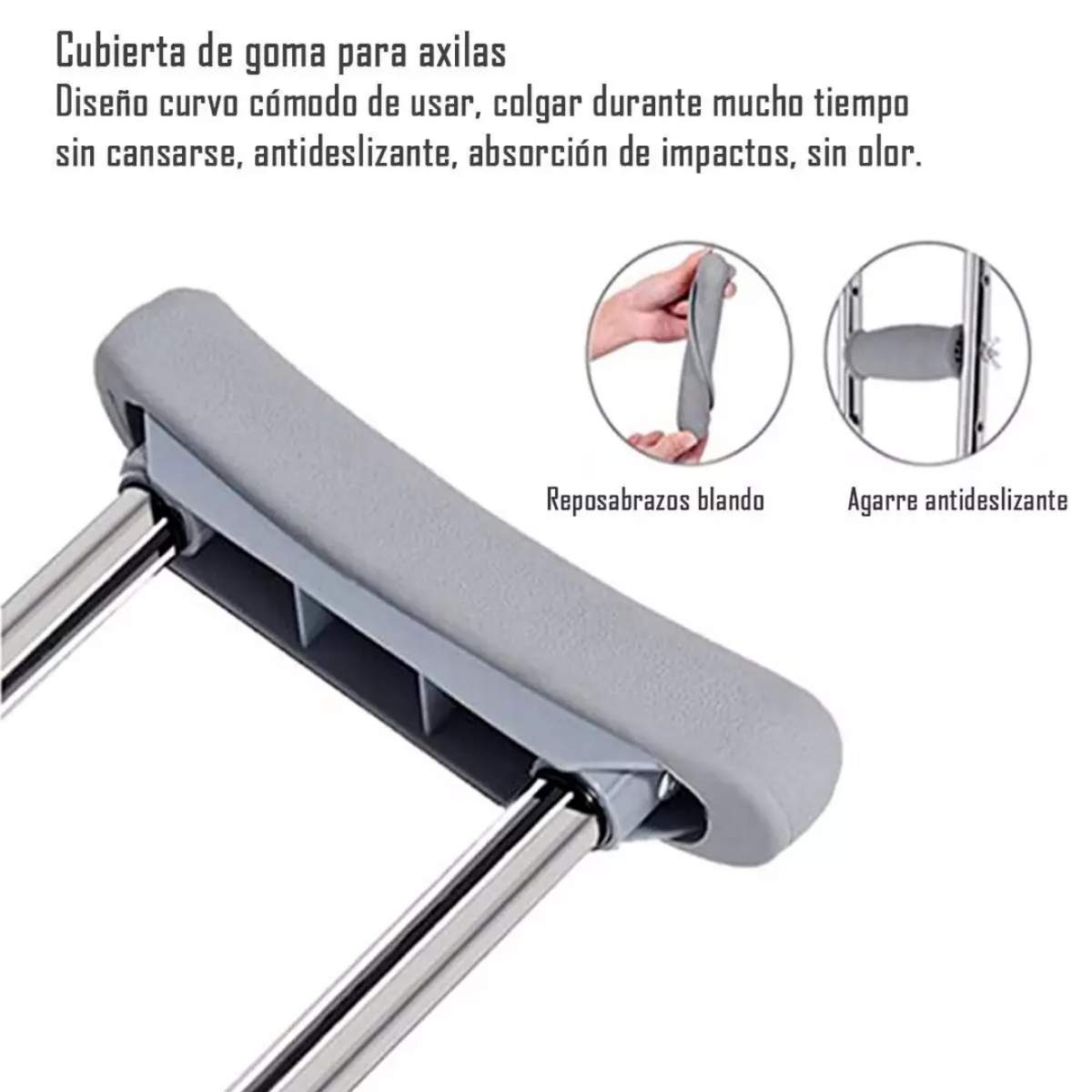 Par De Muletas Ortopedicas De Aluminio Ajustables Con Apoyos-2