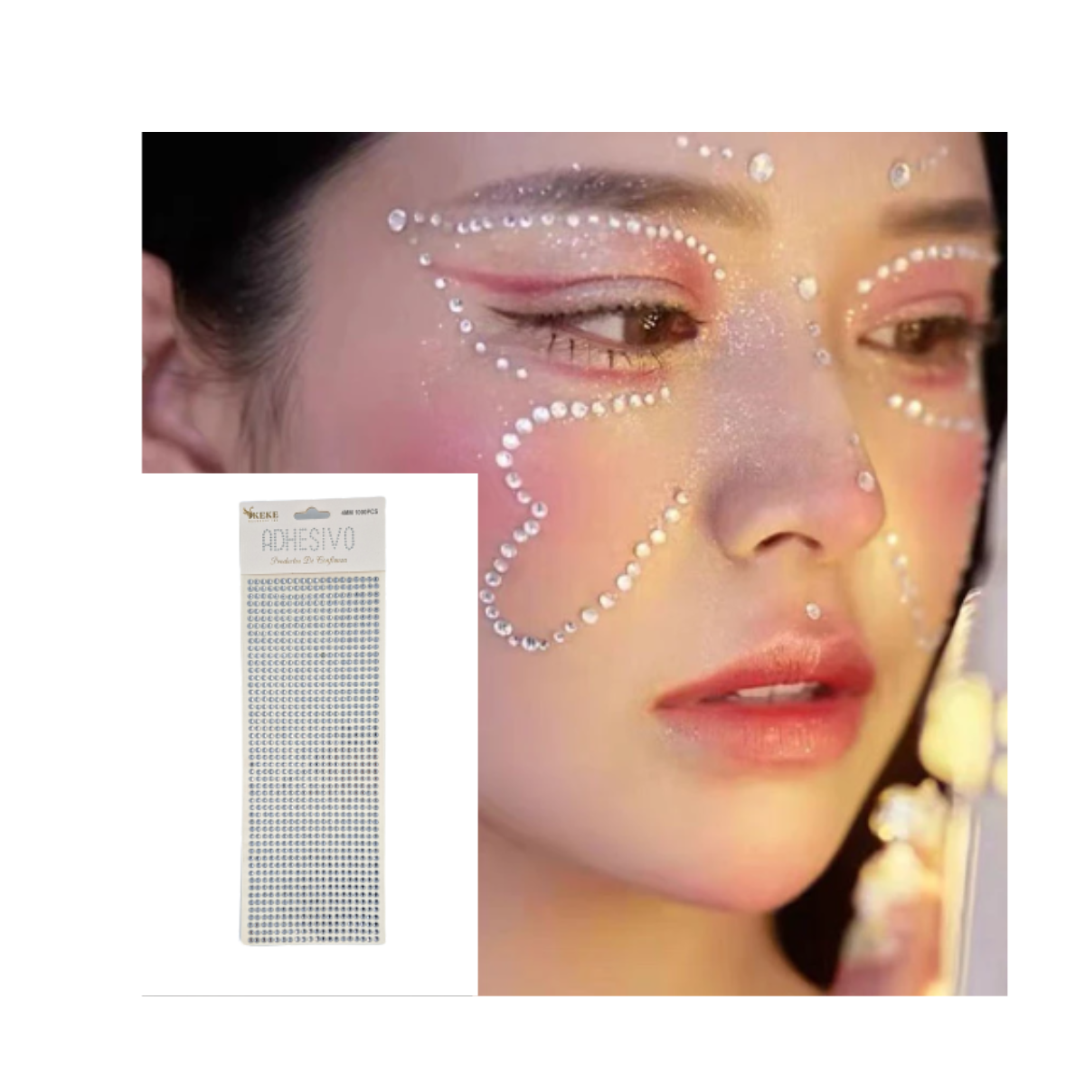 Strass Stickers Faciales Corporales Autoadhesivas Plateado 4mm-0