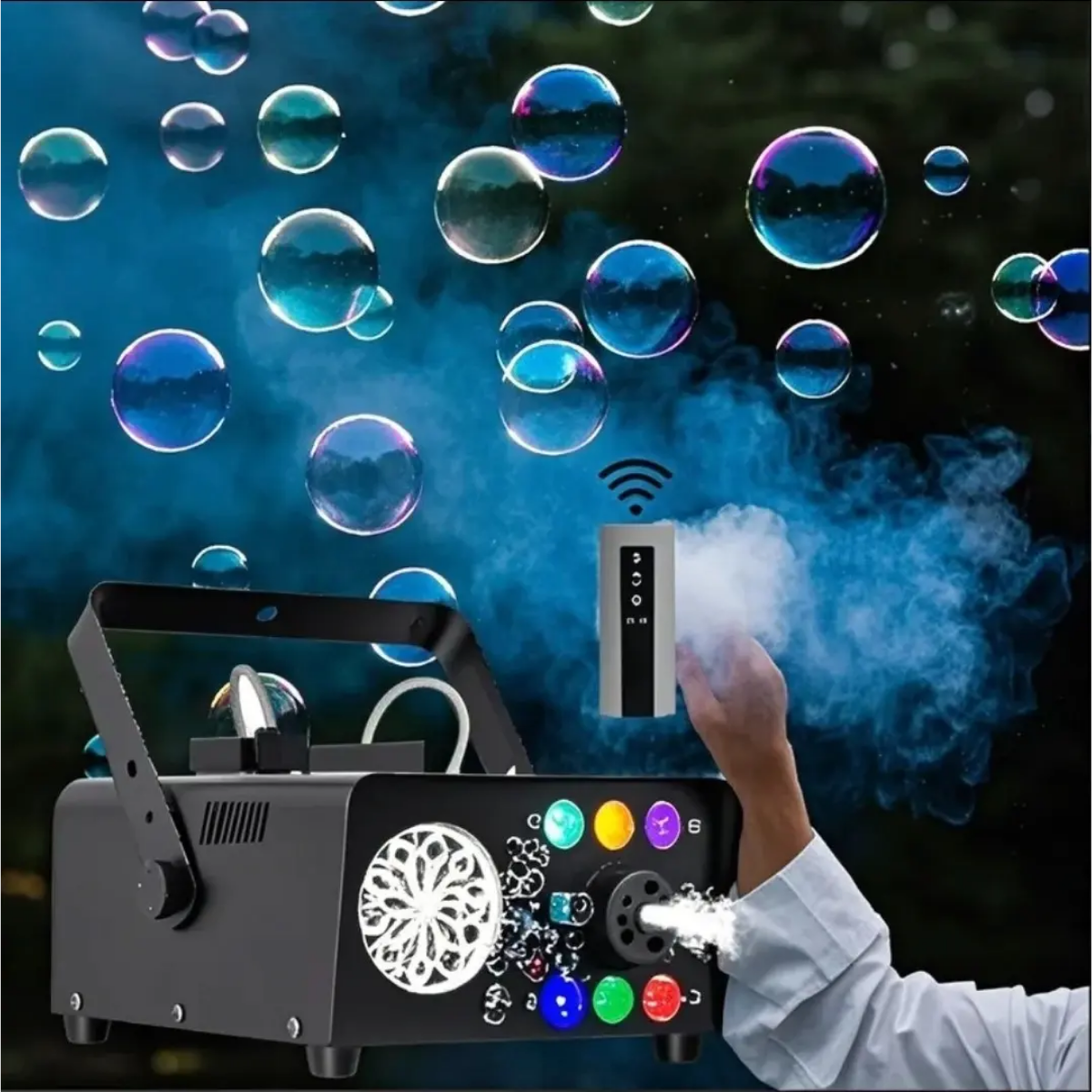 Maquina De Humo Y Burbujas 2 En 1 Con Luces Led Eventos-4