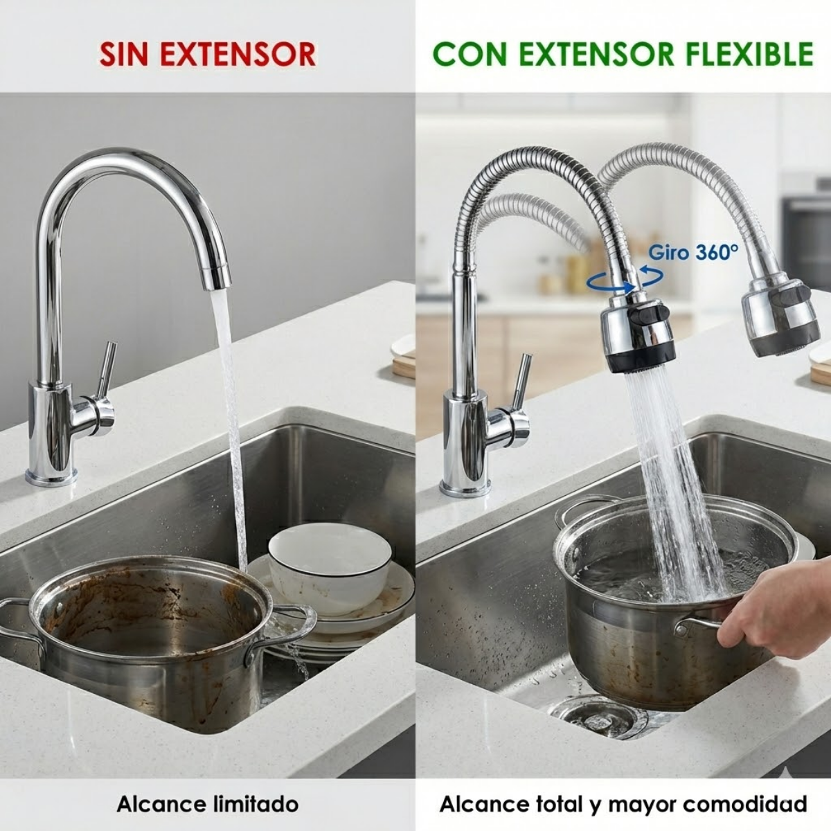 Extensor De Grifo Flexible Para Lavaplatos Cuello De Cisne-2